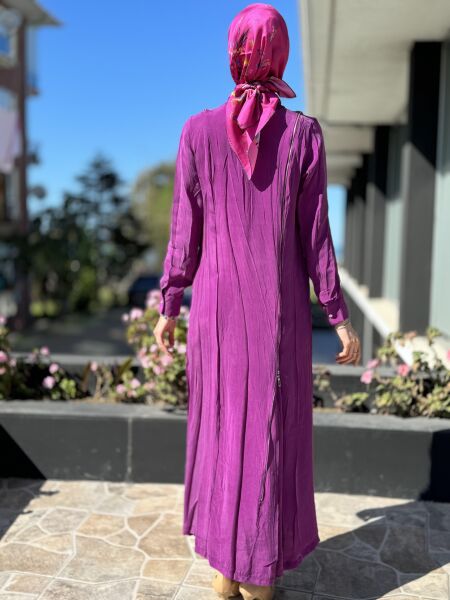 Misswhence Fermuarlı İpek Elbise 35800 FUŞYA - 46