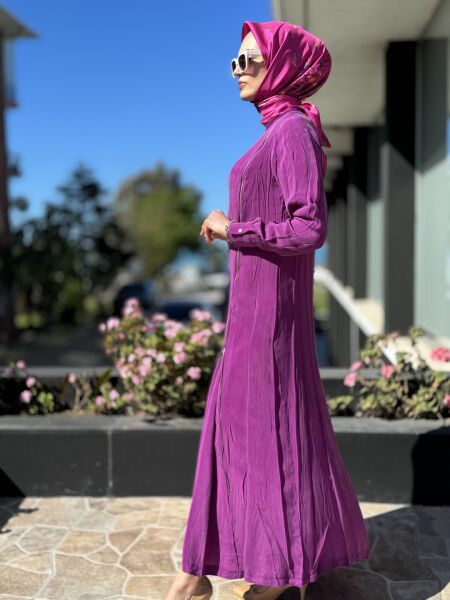 Misswhence Fermuarlı İpek Elbise 35800 FUŞYA - 46