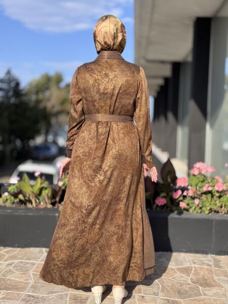 Misswhence Arkası Desenli Yarım Çıtçıt Kapamalı Cupra İpek Elbise 38827