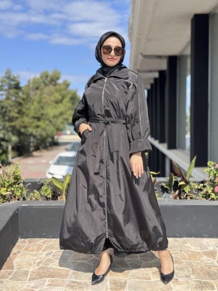 Misswhence Drape ve Fermuar Detaylı Pardesü 38506