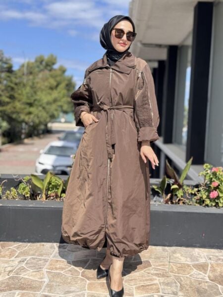 Misswhence Drape ve Fermuar Detaylı Pardesü 38506