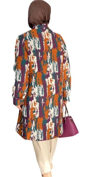 ZEMS Renkli Desenli Uzun Ceket (3059)