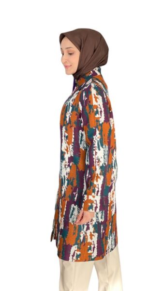 ZEMS Renkli Desenli Uzun Ceket (3059)