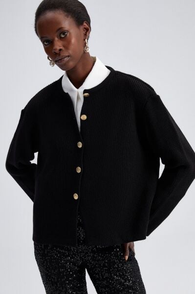 Touche Gold Düğmeli Kısa Triko Hırka 23F1R0059