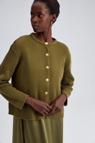 Touche Gold Düğmeli Kısa Triko Hırka 23F1R0059