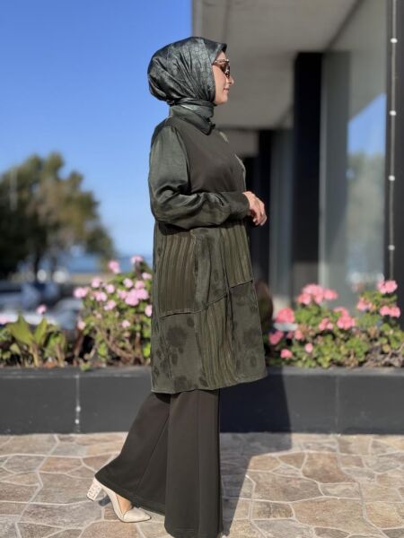 Misswhence Kendinden Desenli Viscon Parça Detaylı İpek Gömlek 38303