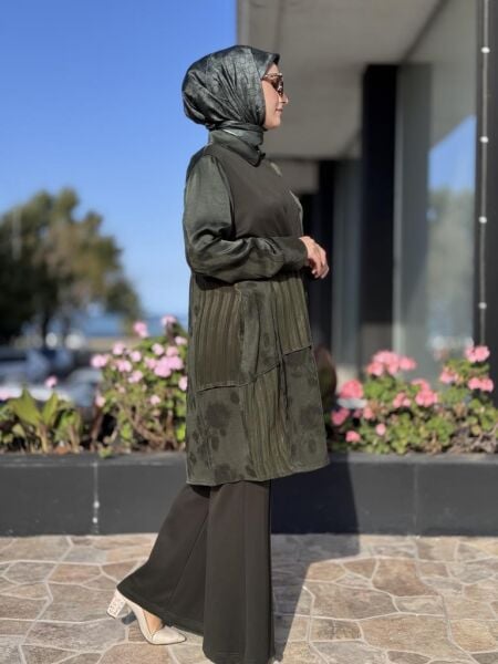 Misswhence Kendinden Desenli Viscon Parça Detaylı İpek Gömlek 38303