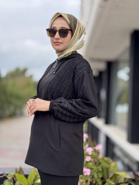 Tığ Triko Kabartma File Kombinli Tunik Pantolon Takım TKM5022