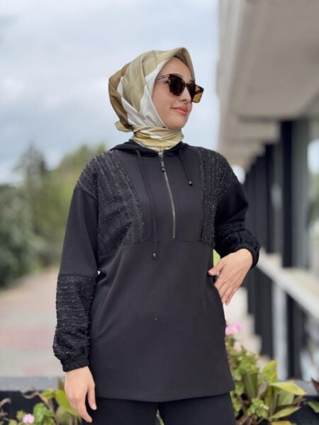 Tığ Triko Kabartma File Kombinli Tunik Pantolon Takım TKM5022