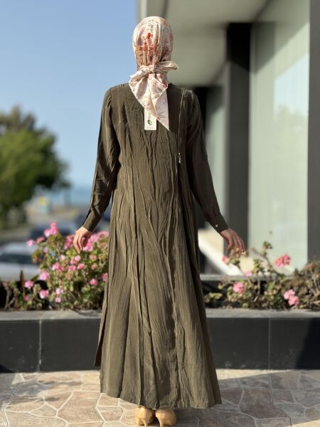 Misswhence Fermuarlı İpek Elbise 35800 YEŞİL - 46