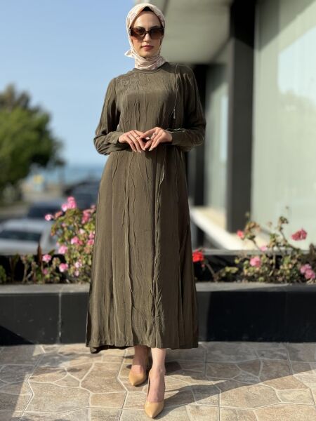 Misswhence Fermuarlı İpek Elbise 35800 YEŞİL - 46