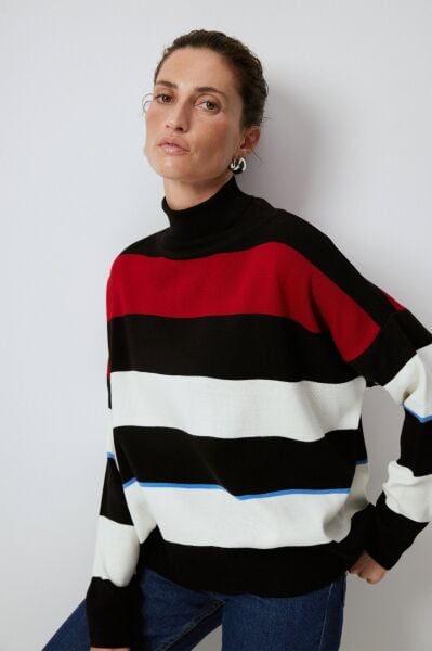 Touche Boğazlı Çizgili Kazak 23F1XD106