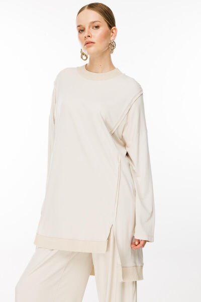 Ghisa Ribana Detaylı Tunik Pantolon Takım G4554 TAŞ - 1