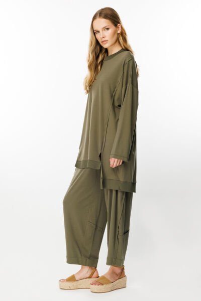 Ghisa Ribana Detaylı Tunik Pantolon Takım G4554 YEŞİL - 1