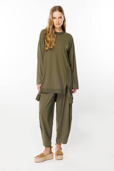 Ghisa Ribana Detaylı Tunik Pantolon Takım G4554 YEŞİL - 1