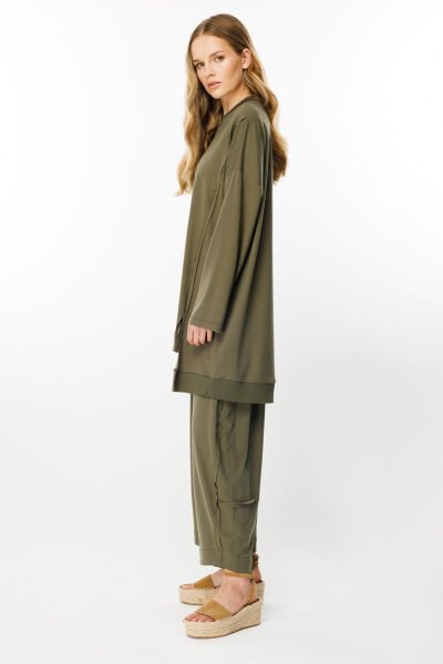 Ghisa Ribana Detaylı Tunik Pantolon Takım G4554 YEŞİL - 2
