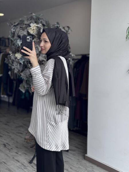 Ghisa Çizgili Saten Gömlek G4871 TAŞ - 1