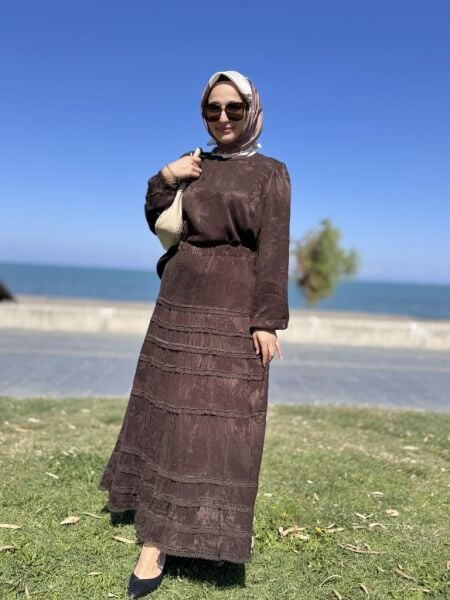 Misswhence Fistolu Cupra İpek Etek Bluz Takım 38025