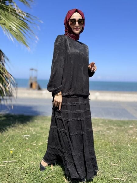 Misswhence Fistolu Cupra İpek Etek Bluz Takım 38025