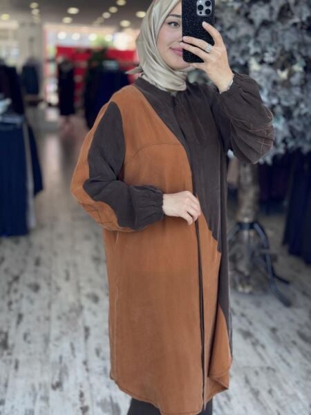 Misswhence Parça Detaylı Çıtçıtlı Cupra İpek Gömlek/Kap 37315