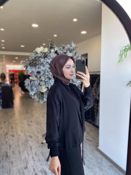 Ghisa Yarasa Kol Arkası Saten Önü Triko Hırka 3157