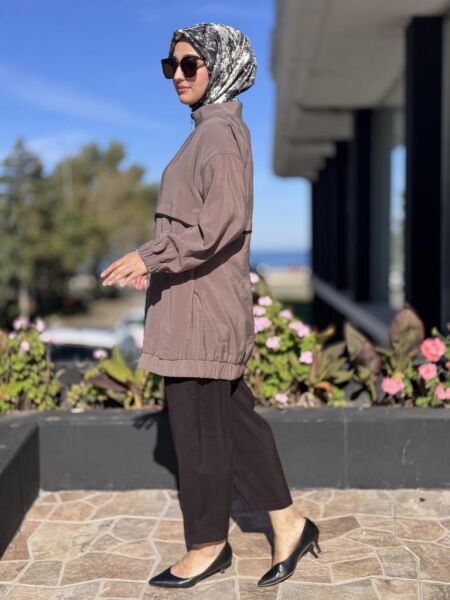 Almarwah Fermuarlı Tencel Kap Pantolon Takım 202925