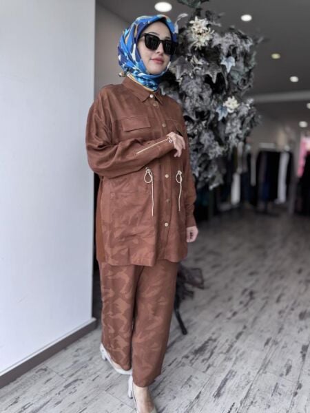 Ghisa Kamuflaj Desen Çıtçıtlı Ceket Pantolon Takım 4082 CAMEL - 2
