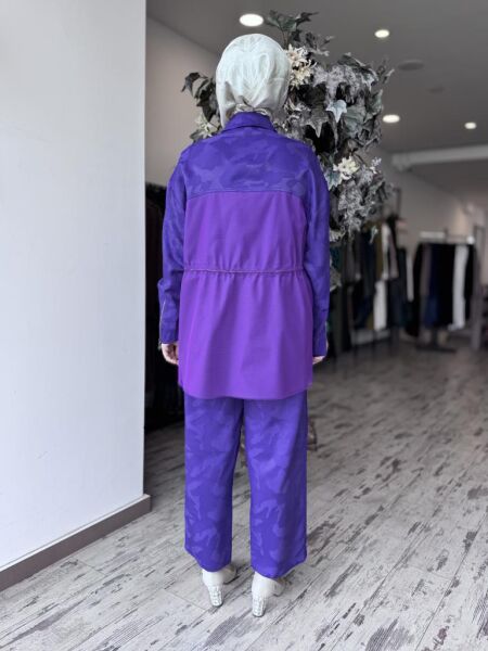 Ghisa Kamuflaj Desen Çıtçıtlı Ceket Pantolon Takım 4082 MOR - 1