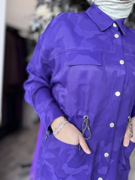 Ghisa Kamuflaj Desen Çıtçıtlı Ceket Pantolon Takım 4082 MOR - 1