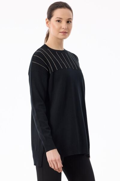 Tığ Triko Taş Detaylı Triko Tunik TNK21739