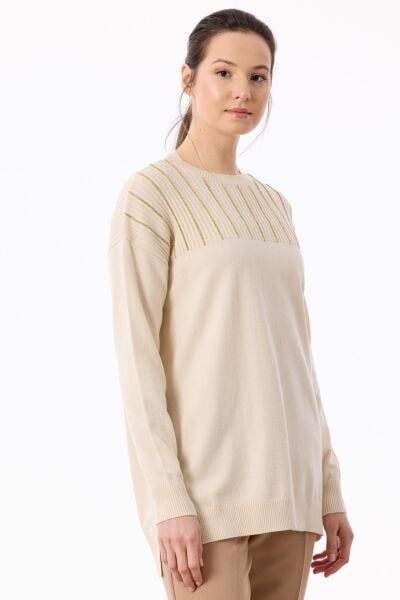 Tığ Triko Taş Detaylı Triko Tunik TNK21739