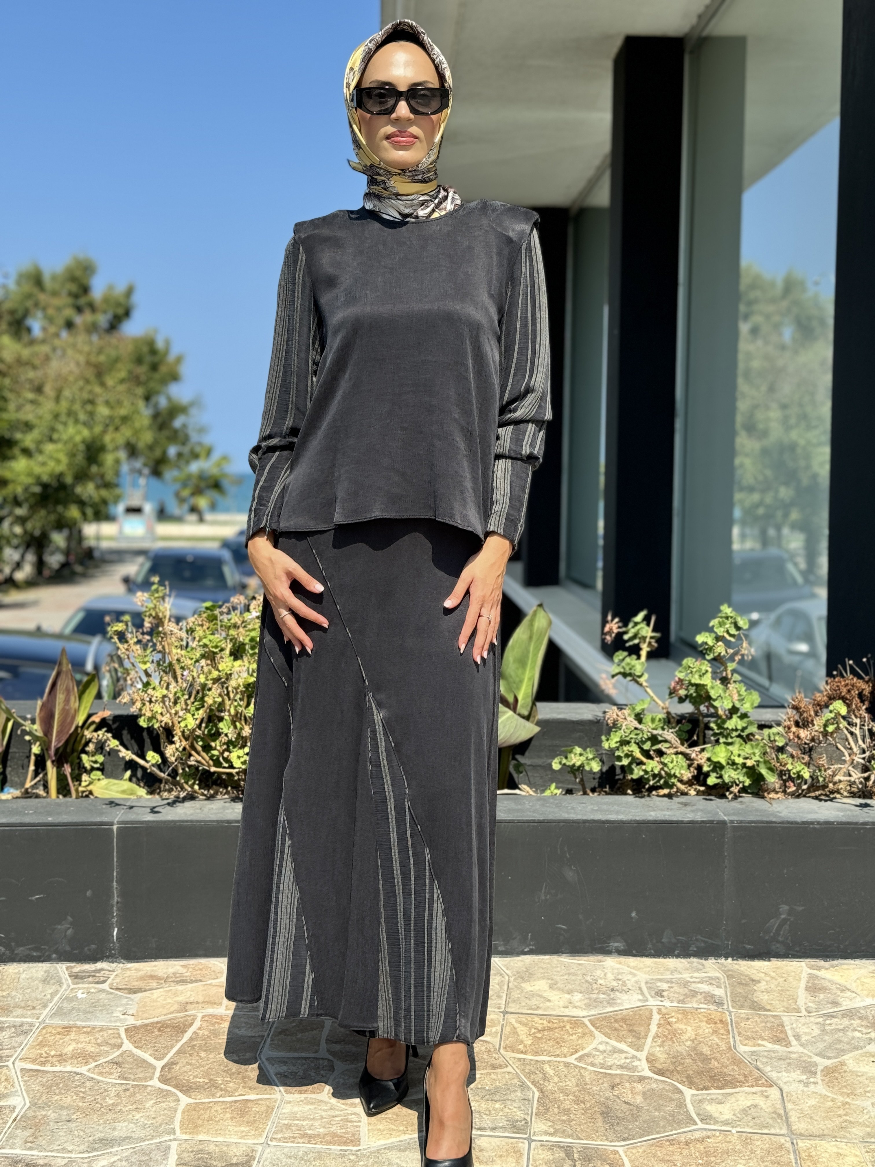 Almarwah Vatkalı Cupra Bluz Etek Takım 202640