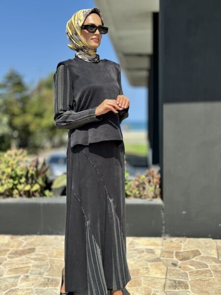 Almarwah Vatkalı Cupra Bluz Etek Takım 202640