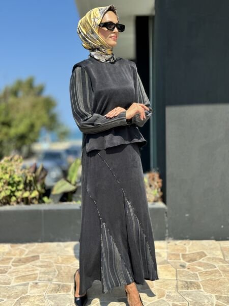 Almarwah Vatkalı Cupra Bluz Etek Takım 202640