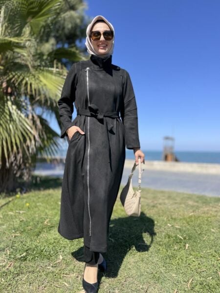 Misswhence Drape Detaylı Nubuk Pardesü 38502