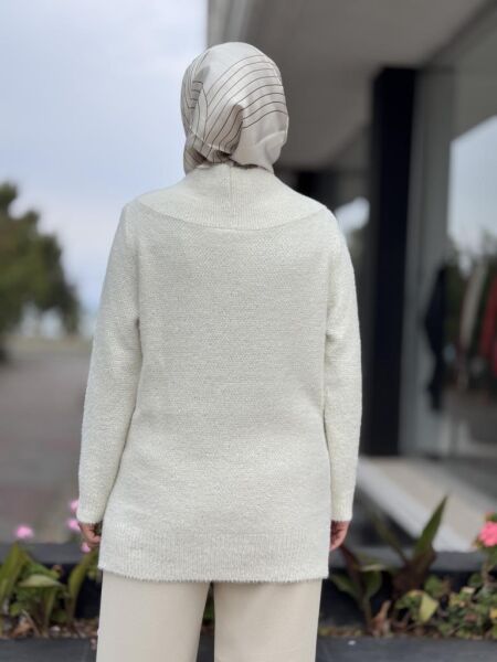 Tığ Triko V Yaka Pullu Tunik TNK21668