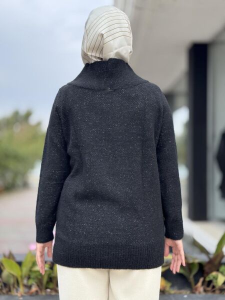 Tığ Triko V Yaka Pullu Tunik TNK21668