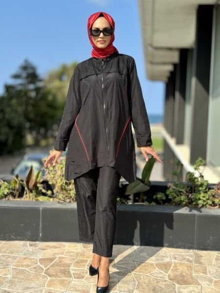 Almarwah File Detaylı Paraşüt Kumaş Ceket Pantolon Takım 202642