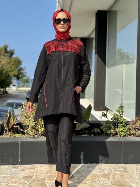 Almarwah File Detaylı Paraşüt Kumaş Ceket Pantolon Takım 202642