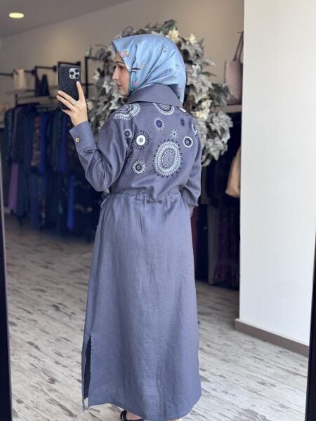 Tığ Triko Sırt Nakış ve Boncuk Detaylı Kap KAP3082