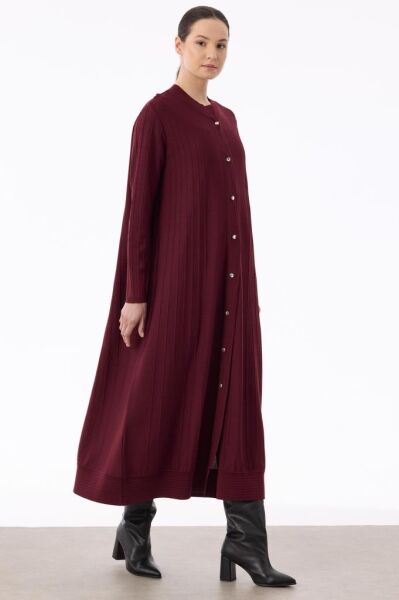 Tığ Triko Nervür Detaylı Maxi Boy Triko Rayon Hırka HRK21842