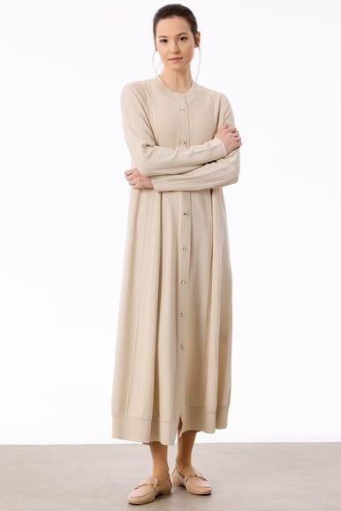 Tığ Triko Nervür Detaylı Maxi Boy Triko Rayon Hırka HRK21842