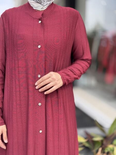 Tığ Triko Nervür Detaylı Maxi Boy Triko Rayon Hırka HRK21842