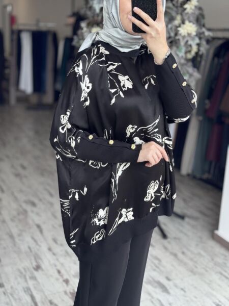 Ghisa Saten Ribanalı Yarasa Kol Tunik 4016