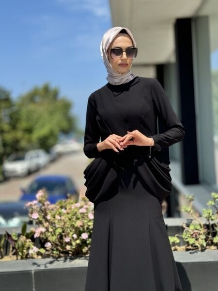 Jamila Sarah Yanları Drapeli Balık Abiye Elbise 3046