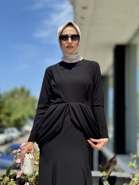 Jamila Sarah Yanları Drapeli Balık Abiye Elbise 3046