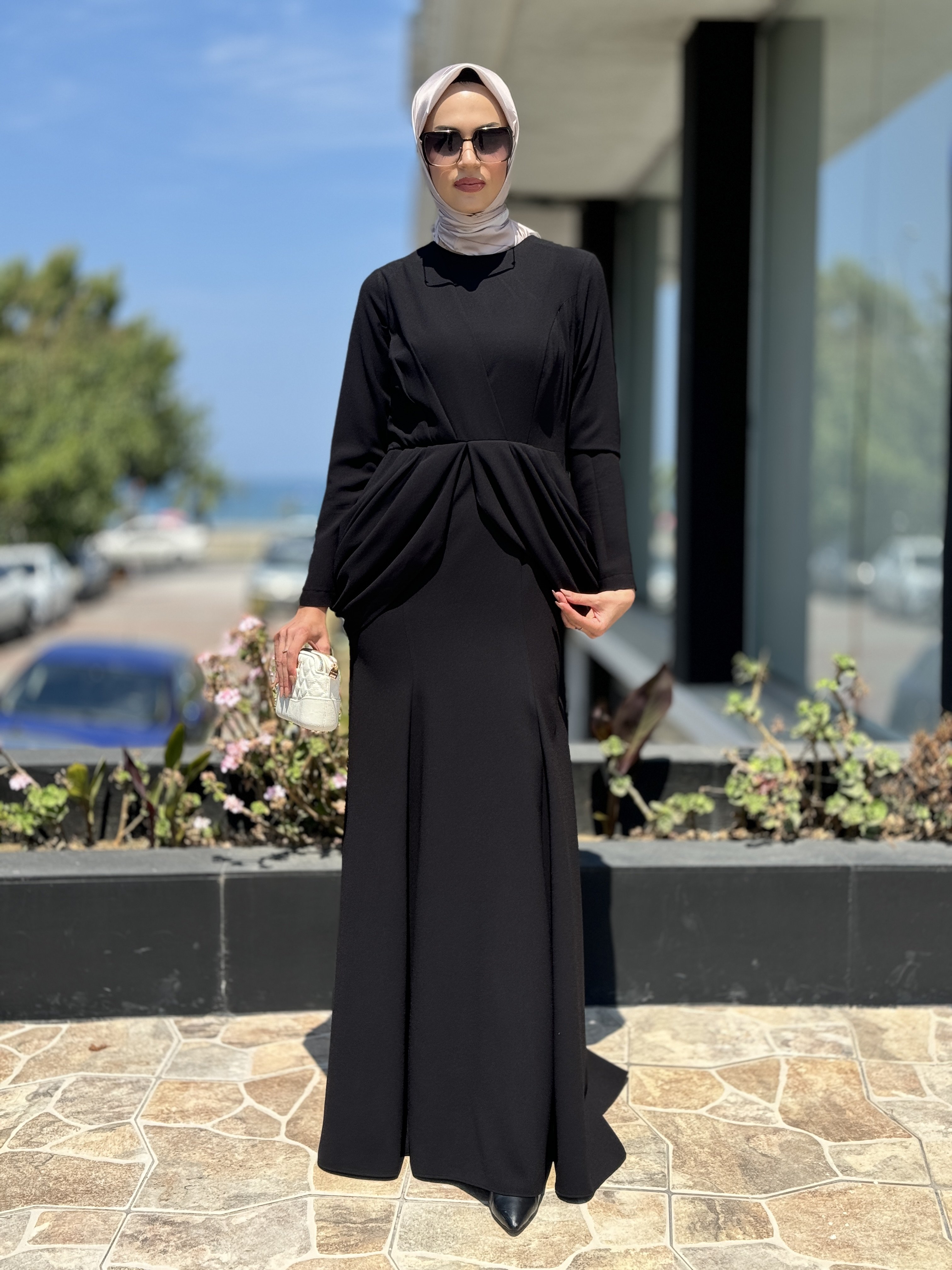 Jamila Sarah Yanları Drapeli Balık Abiye Elbise 3046