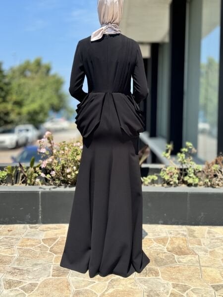 Jamila Sarah Yanları Drapeli Balık Abiye Elbise 3046