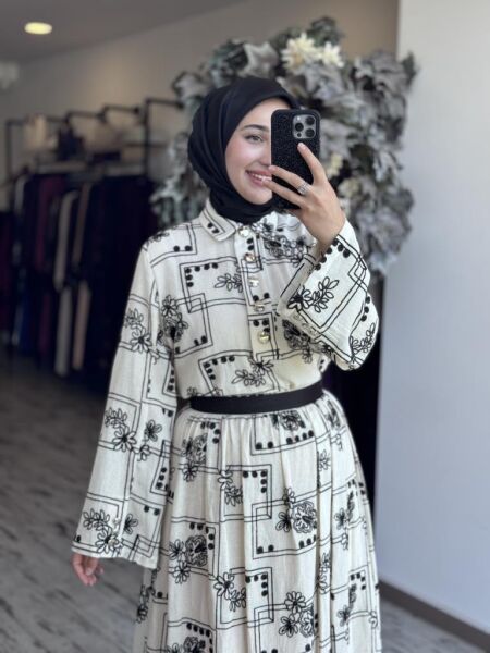 Vuu Etamin Desenli Keten Gömlek / Tunik 25SSVB1036