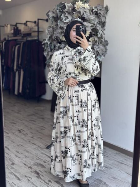 Vuu Etamin Desenli Keten Gömlek / Tunik 25SSVB1036